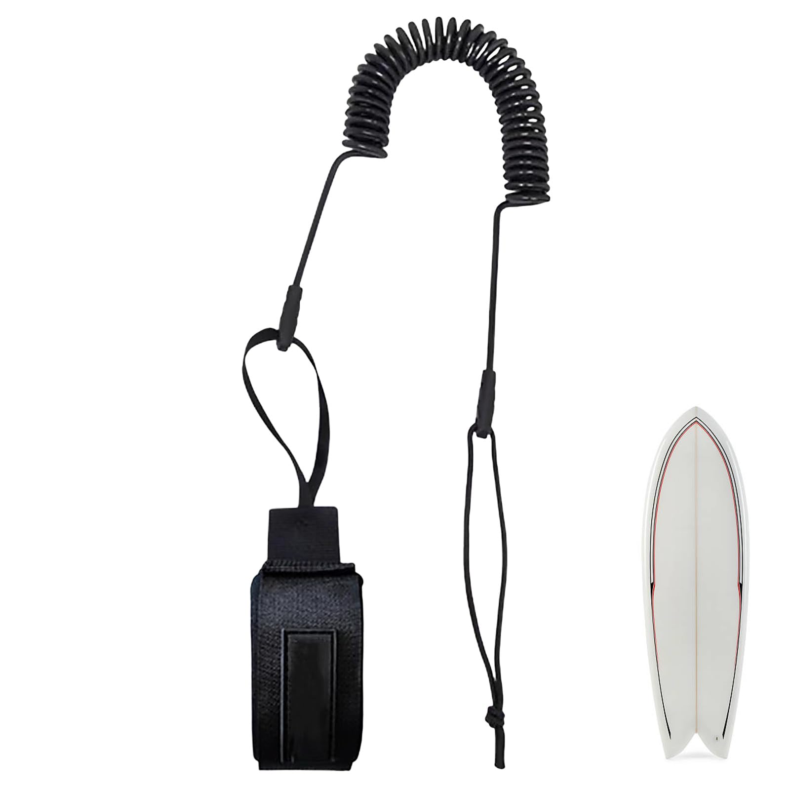DCYQAIN Adjustable Coiled Surfing Leash – Paddle Board Ankle Strap Cuff Cord – Surfboard & Paddleboard Leash for Flat & Open Water – Spring Leg Foot Rope – Stand Up Paddle Board