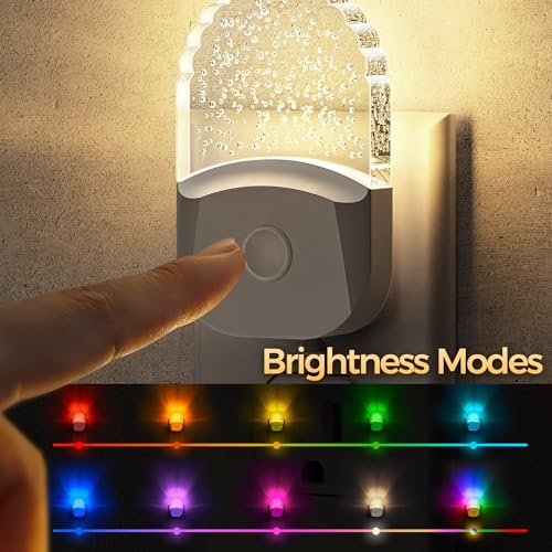 Image of Night Lights Plug Into Wall [2 Pack], Color Changing Night Light for Kids, 8-Color RGB LED Nightlight with Dusk to Dawn Sensor for Bathroom Decor, Children Room, Gift