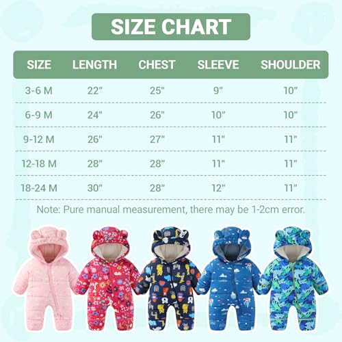 JiAmy Baby Boy Snowsuit Toddler Boy Winter Clothes Coat 6-9M Dino - image 6