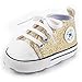 Baby Boys Girls Star High Top Sneaker Soft Anti-Slip Sole Newborn Infant First Walkers Canvas Denim Shoes (12cm, B-Gold, 6_Months)
