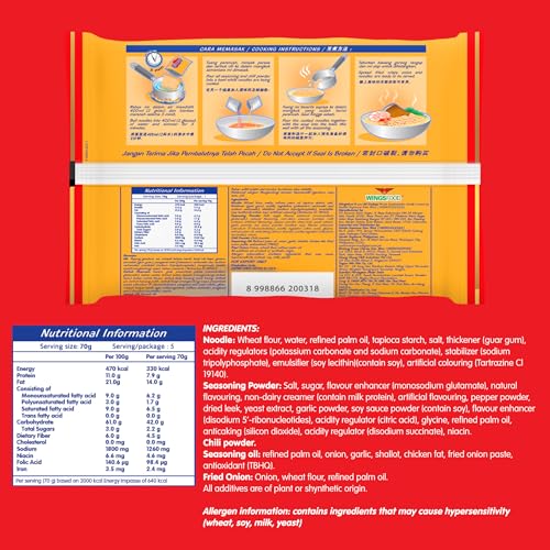 Image of Chicken Onion Flavor Instant Noodles (Pack of 5) - Mi Sedaap Chicken Onion Soup, Halal Certified
