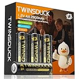 TWINSDUCK 8-Pack Rechargeable AA Batteries, 2800mAh High-Capacity 1.2V Ni-MH, Pre-Charged for Immediate Use. Ideal for Trail Cameras, Gaming Controllers, and Outdoor Lights.