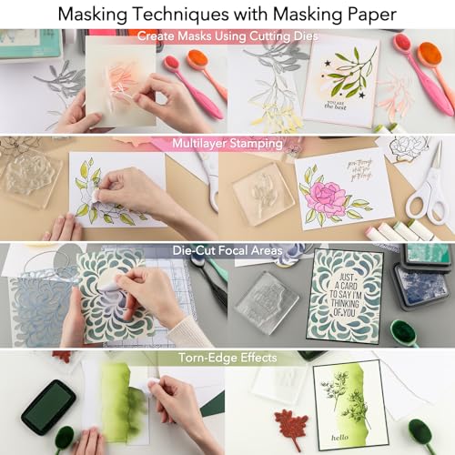 CYFUN DESIGN 50Sheets Masking Sheets for Crafting,Repositionable Low-Tack Adhesive Sheets,Stamps Die Cuts Paper Masks, Repositionable Low-Tack Adhesive Sheets 5.83x8.27inch for DIY Arts Craft