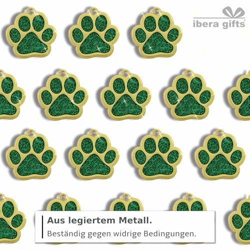 Ibera gifts - Hundemarke mit Gravur und personalisierte Hundemarke in Pfotenform, perfekt für kleine bis mittelgroße Haustiere (Schwarz)