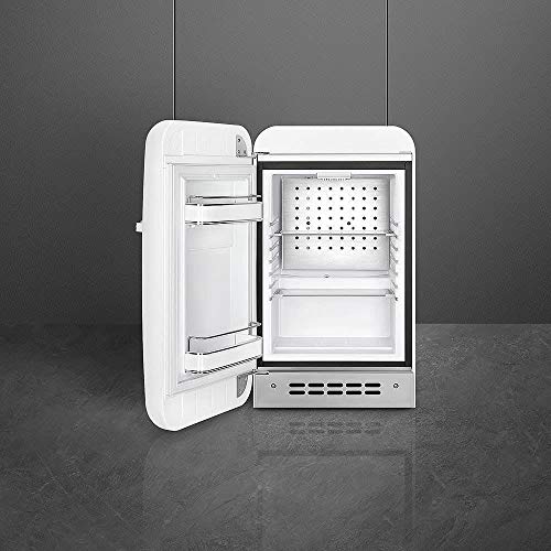 Image of Smeg FAB5 Retro Mini Fridge - 50s Style Compact Small Refrigerator, 1.2 cu ft, Automatic Defrost, LED Lighting, Adjustable Shelves- Made in Italy - Perfect for Home, Dorm, Office, Hotel -White