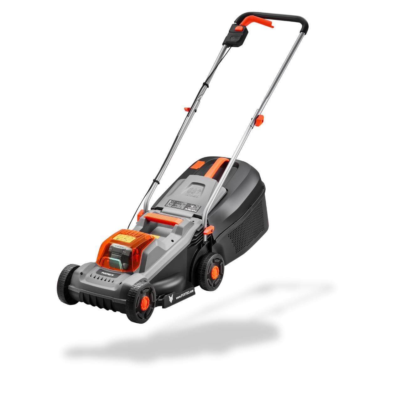 FUXTEC Tondeuse à Gazon sans Fil 20V FX-E1RM20-ECO, livrée sans Batterie ni Chargeur, Jardins Petits à Moyens, Largeur de Coupe 30 cm, bac 30L, Hauteur de Coupe 30-70 mm