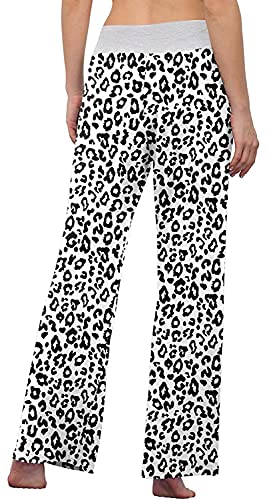 Image of AMiERY Women's Comfy Casual Pajama Pants Floral Print Drawstring Palazzo Lounge Pants Wide Leg