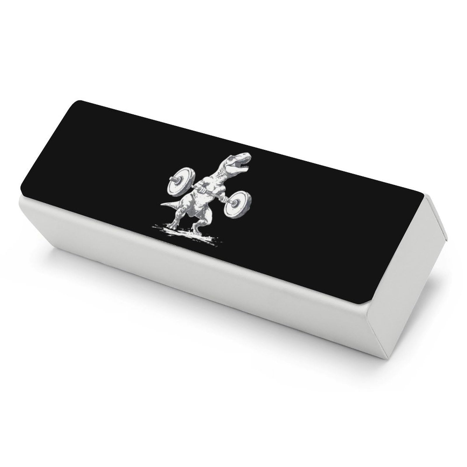 Dinosaur Lifting Weights Fit Leather Glasses Case Fashion Hard Shell Portable Sunglass Organizer Eyeglasses Case for Mens Women