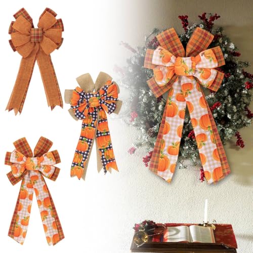 2 Pcs Imitation Fabric Lightweight Thanksgiving Theme Fall Bows for Wreaths - image 6