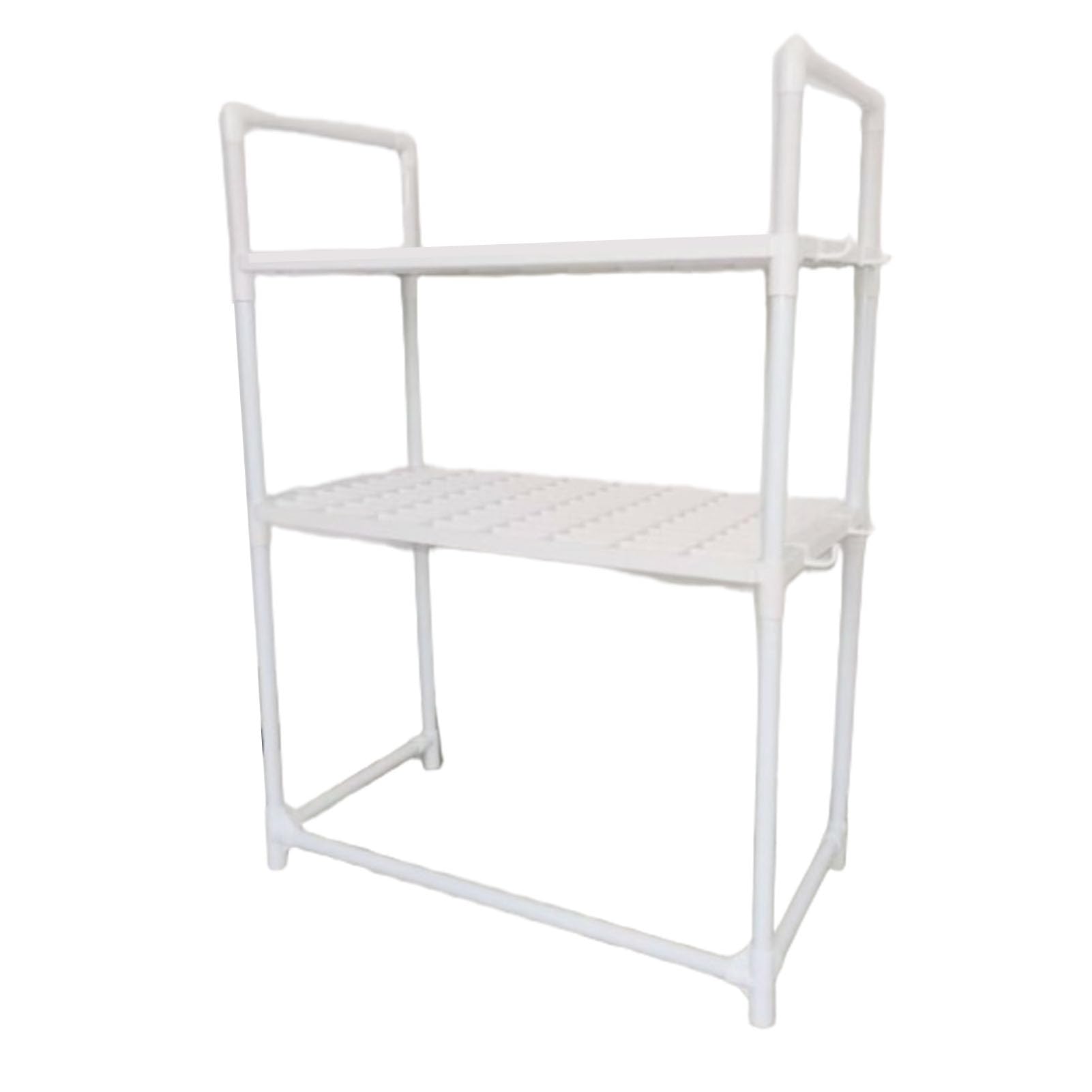Rejilla para Horno Microondas, Soporte de Almacenamiento de Cocina Multiusos Fuerte con Ganchos para el Hogar, Acero Al Carbono, Blanco, 2 Niveles, 73x50,5x27cm