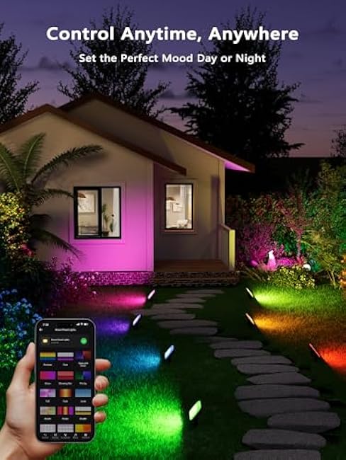 BrizLabs Flood Lights Outdoor, 6 Pack Smart RGBCW Landscape Lighting APP/Voice Control, Color Changing LED Floodlights, IP65 Waterproof Pathway Lights for Halloween Christmas Garden Yard Lawn House