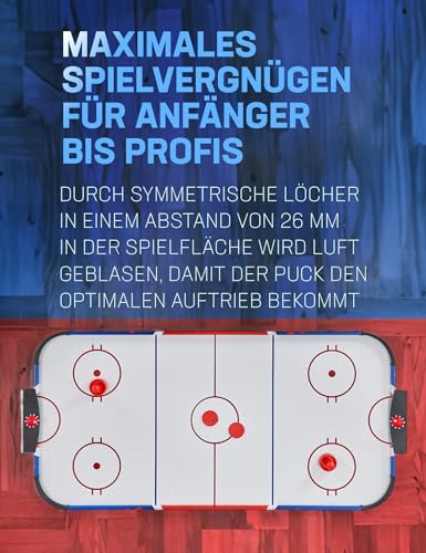 MUWO Air Hockey Tisch 122x61x79 cm, Torzähler, inklusive 2 Pucks und 2 Pusher, Harte, robuste Kunststoffbanden – Bild 5