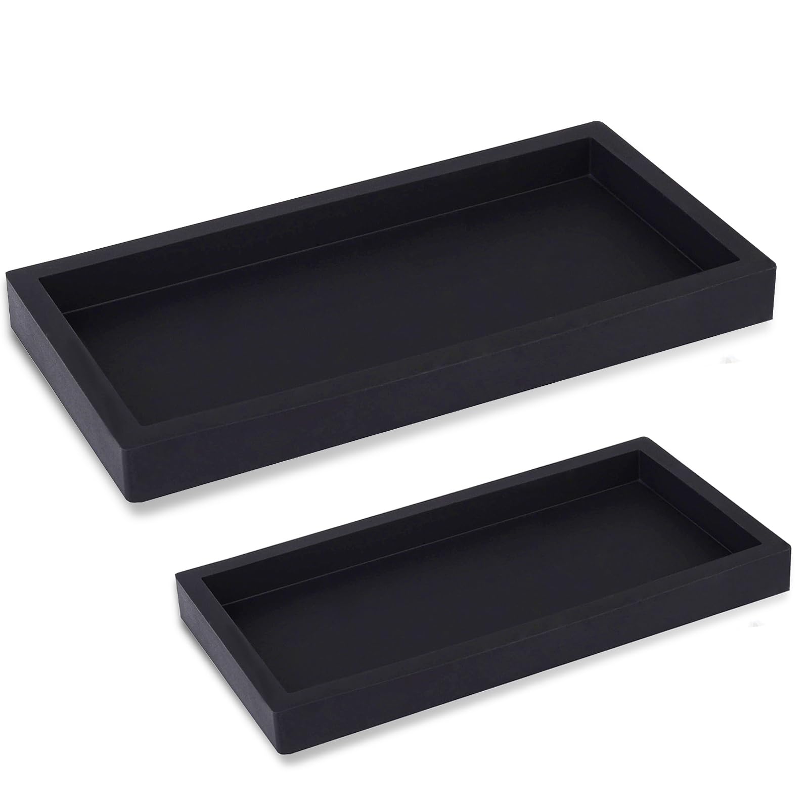 Silicone Bathroom Vanity Tray Dish Soap Holder Sink Organizer, Black