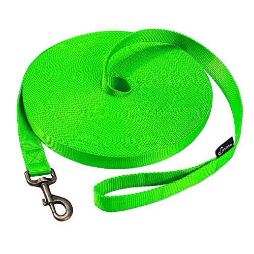 Image of HIKISS Long Dog Leash Obedience Recall Training Agility Lead with Thickening Material for Large Dog - 15ft 20ft 30ft 50ft 100ft Training Leash(Green 15ft)