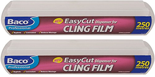 2 x Bacofoil Professional Easycut Cling Film & Dispenser 250 Metres x 35 cms
