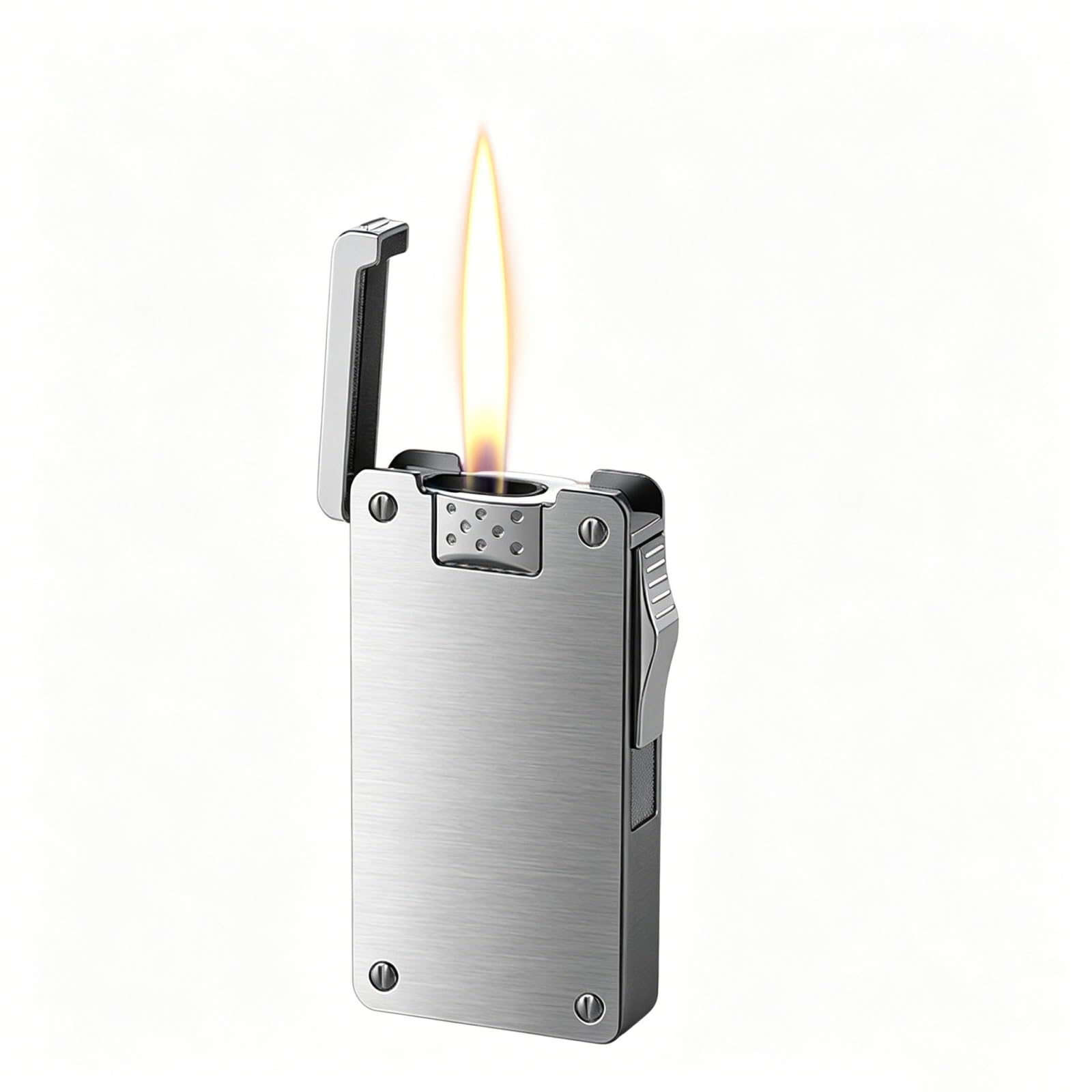 OGQBEAPC Dual Flame Butane Lighter,Refillable Lighter, Adjustable Flame with Gas Window, Slim Zinc Alloy Lighter(No Gas)(C)