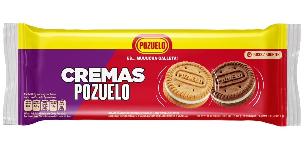 Pozuelo Cremas Mixed Cookies Mixed Chocolate Vanilla Cookies Vanilla Cream 13 3 Oz Pack of 3