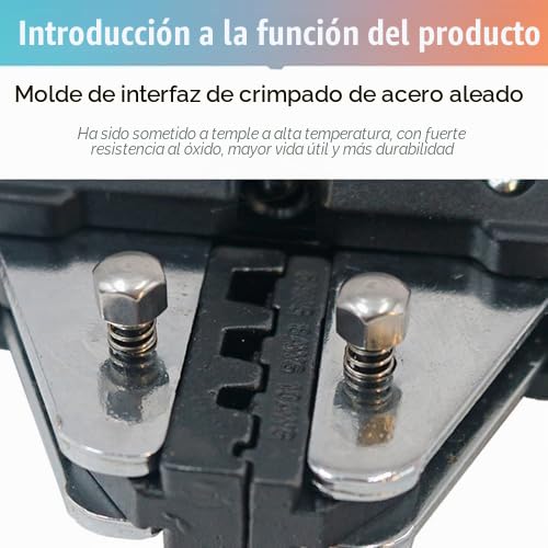 Alicates de crimpadora de terminales eléctricos con batería de 16 KN con 7 moldes para conectores preaislados, tubulares y no aislados, 1 batería incluida