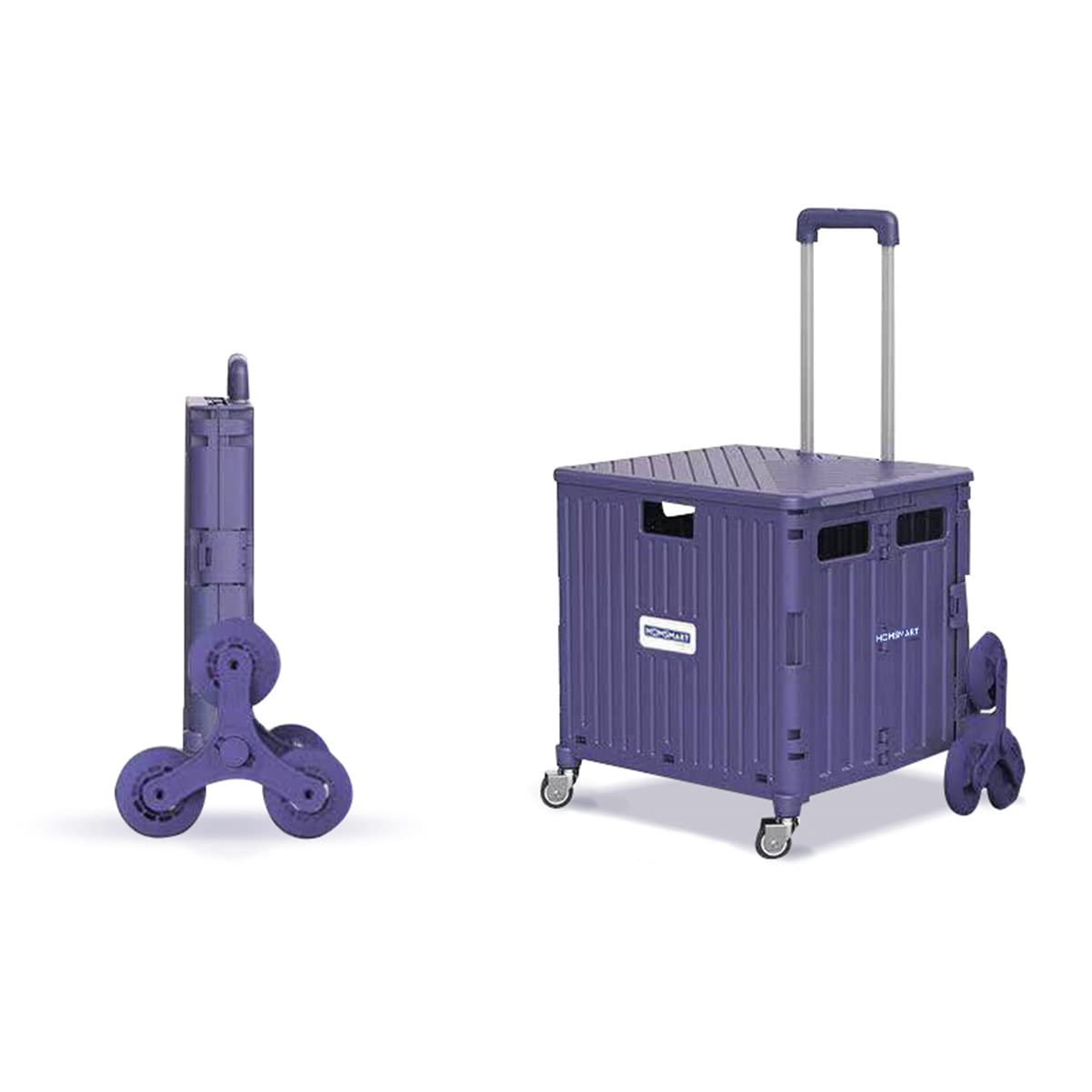 Family Portable Folding Shopping Cart, Compact Hand Truck With Basket And Mute Wheels, 65L Large Capacity Cart, Aluminum Alloy Multi Purpose Trolley With Integrated Folding Design ( Color : Purple , S