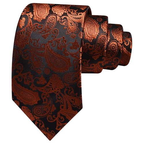 Image of GUSLESON 3.15 inch(8cm) Fashion Paisley Ties Mens Woven Jacquard Necktie for Wedding