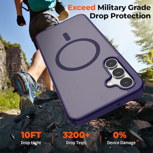 Image of SUPFINE Magnetic for Samsung Galaxy A16 5G Case with Screen Protector, (Built-in Magnets) (Military Grade Drop Protection) Slim Translucent Shockproof Phone Case,Dark Purple