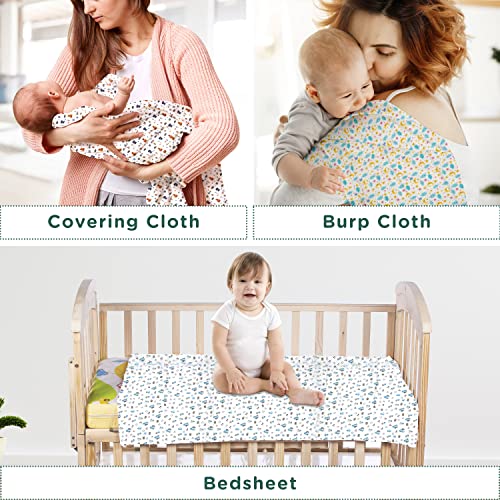 Image of Mee Mee 100% Cotton Muslin Swaddle Wrap for Newborn Baby (120 x 100 cm) | Ultra Soft, Breathable, Lightweight & Quick-Dry | Hypoallergenic Multi-Use Baby Blanket, Nursing Cover, Stroller Cover