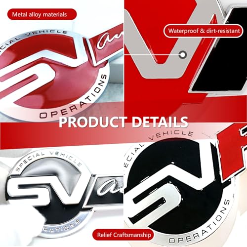 Image of Special Vechicle Symbol R-Dynamic Sports 3D Badge,Car Body Trunk Fender R-Dynamic Emblem Logo Sticker Compatible with Jagvar Land R0ver Accessories (SVR Black)
