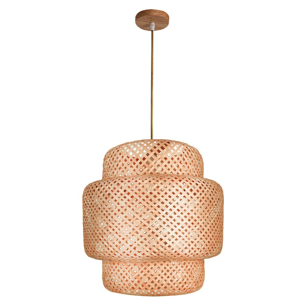 ERINGOGO Hand Woven Pendant LightNatural Rattan Domed Shap Lamp Lampshade Chandelier Handmade Hanging Basket Light Fixture for Kitchen Living Room, Dining Room ( Wood ), 30X32CM (53619VAR6B221506)