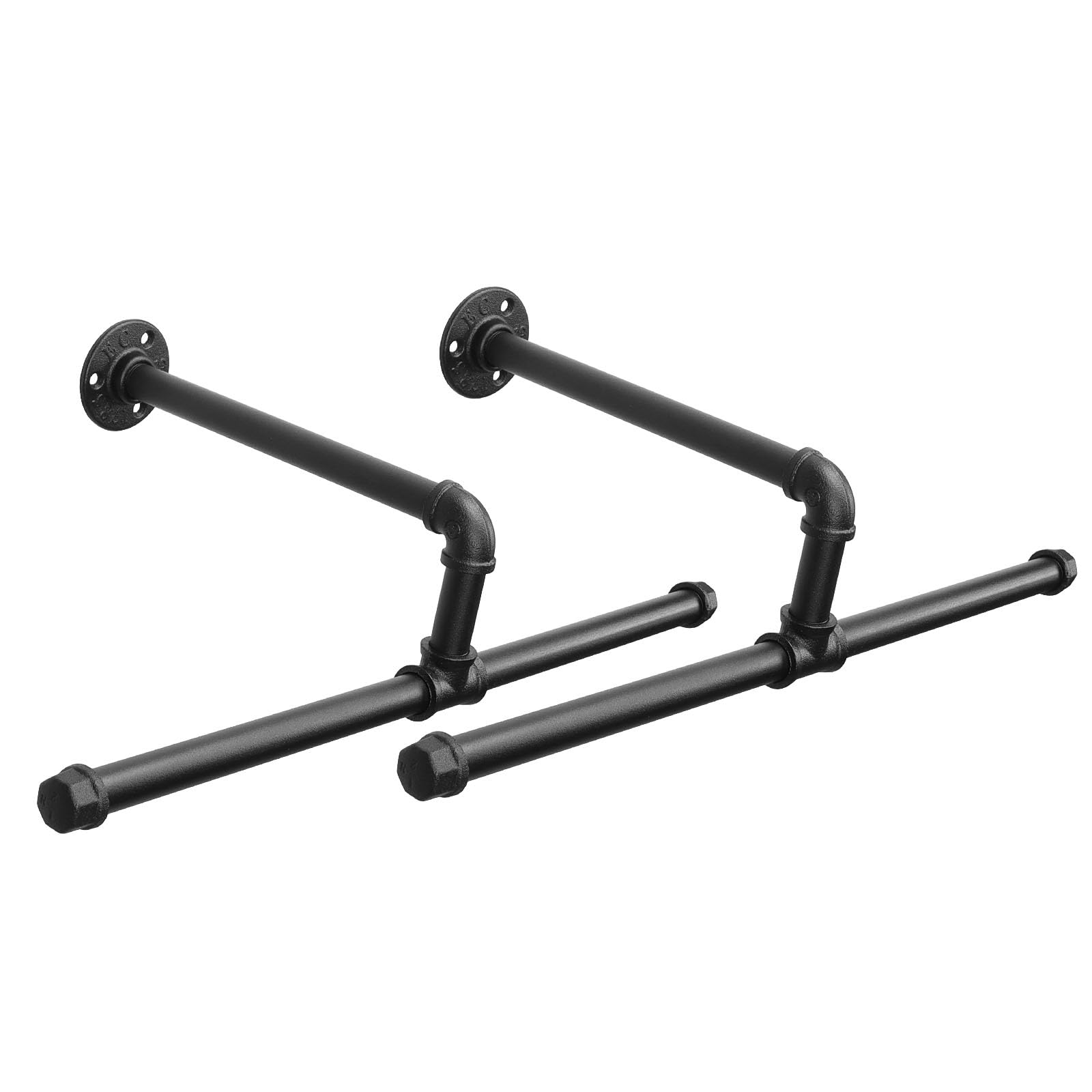 JeasorIndustrial Pipe Clothes Rack Wall-Mounted, Multi-purpose Rustic Vintage Hanging Rod for Space-Saving Storage in Bedroom, Bathroom, and Laundry Room, 2 Pack