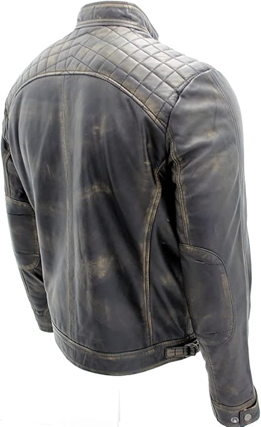 vintage leather biker jacket バイカージャケット Men's Vintage Black Leather Jacket | Racing Biker Jacket (XX