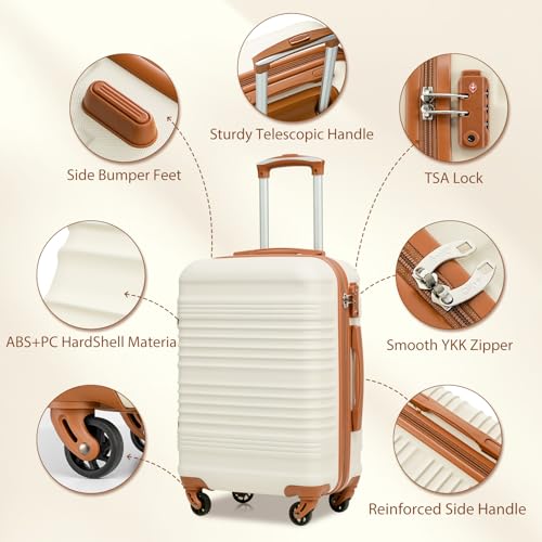 COOLIFE Suitcase Sets 6 Piece, Luggage Sets ABS Hard Shell, Durable Travel Luggage with Expandable Travel Duffels Bag & Toiletry Bag Included TSA Lock and 4 Spinner Wheels for Travel, 16" 20" 24" 28" - Image 6