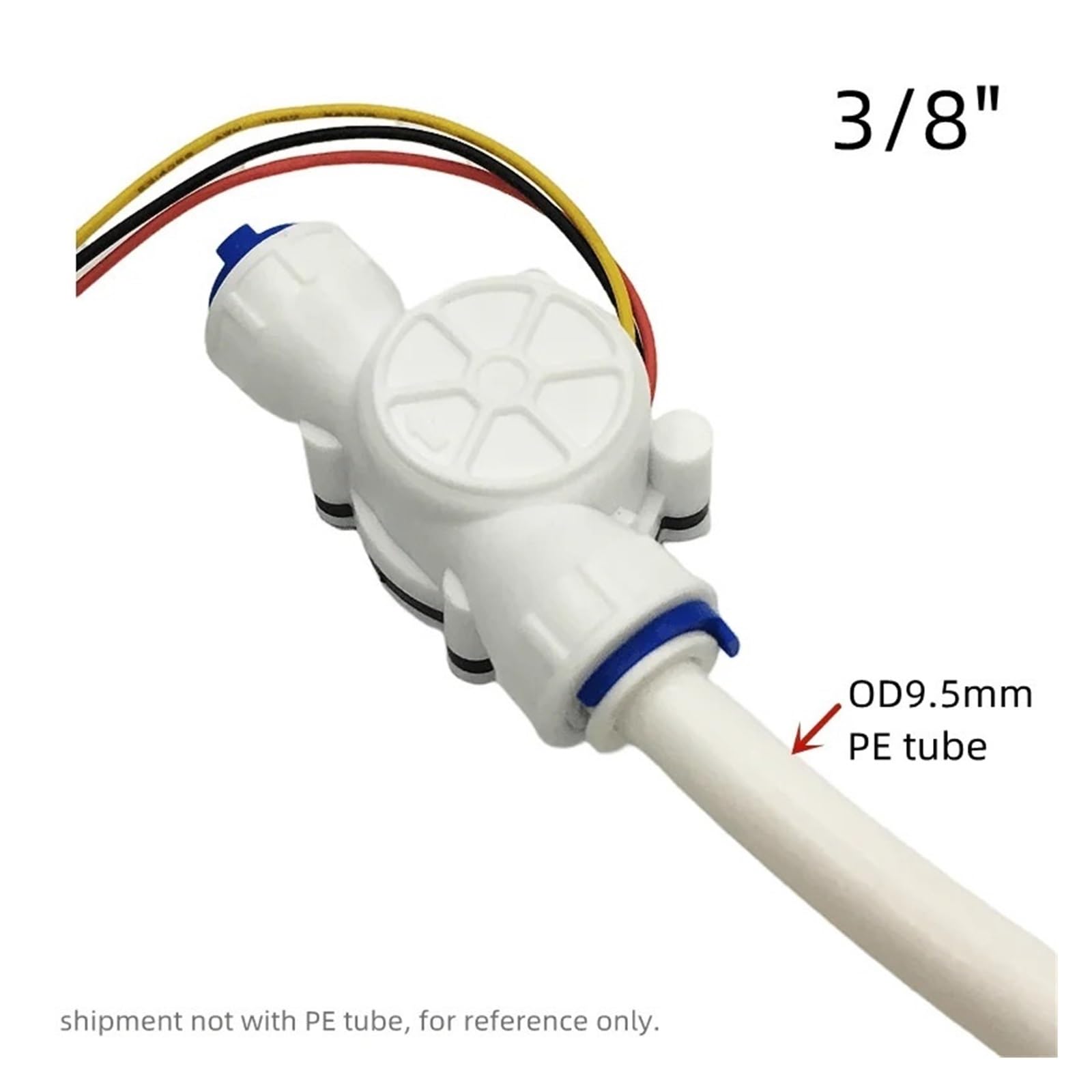 Pantalla LCD Digital Sensor de Flujo de Agua medidor de Flujo totalímetro con Flujo de turbina de 3/8 "/1/4" medidor de Trabajo de batería HaiHuiLai para Agua Líquida, Diésel(3-8 Quick fit)