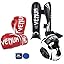 Red Gloves, Black Shinguards, Blue Handwraps