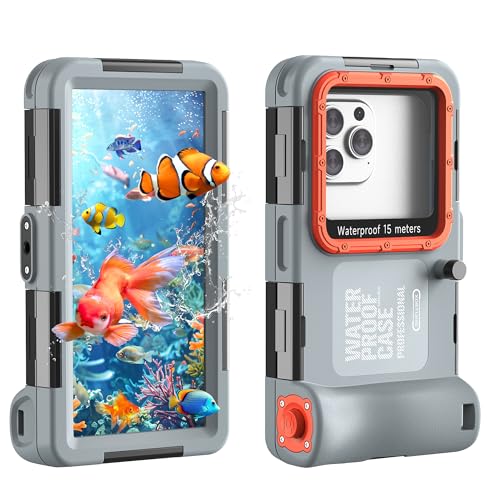 Upgrade Underwater Phone Case for Snorkeling, [50ft/15M] Deep IPX8 Waterproof Hard-Shell Scuba...