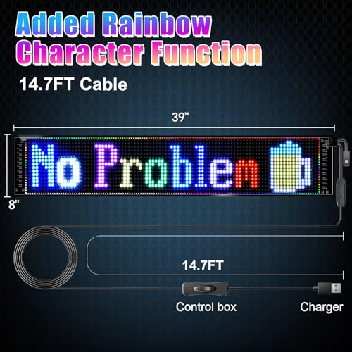 Image of GOTUS Programmable LED Signs | Business Scrolling LED Sign for Indoor | Flexible LED Advertising Sign | Bluetooth APP | Custom Editor Animations /Text /Graffiti (36 inchx 8 inch)