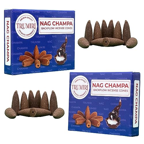 TRUMIRI Nag Champa Backflow Incense Cones - Total 20 Incense Cones Waterfall - Dual Pack of 10 Incense Backflow Cones - Waterfall Incense Cones - Incense Waterfall Cones
