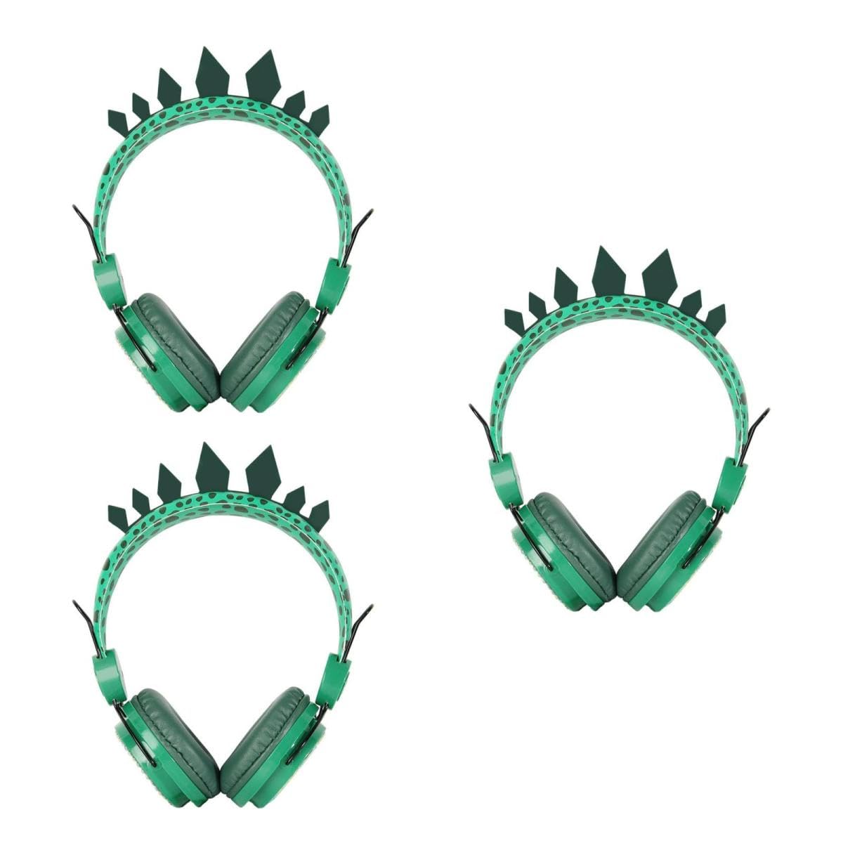 HEMOTON 3 Cuffie Auricolari Per Ragazzi Con Microfono Design A Forma Di Dinosauro Con Strass Per La Scuola