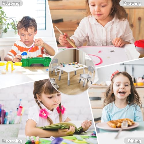 Toddler-Table-and-Chair-Set-Height-Adjustable-Kids-Table-and-Chairs-Children-Activity-Table-with-Graffiti-Tabletop-Toddler-Study-Table-for-Ages-3-8-Kids-Table-for-DaycareClassroomHome Toddler Table and Chair Set Height Adjustable Kids Table and Chairs Children Activity Table with Graffiti Tabletop Toddler Study Table for Ages 3 8 Kids Table for DaycareClassroomHome