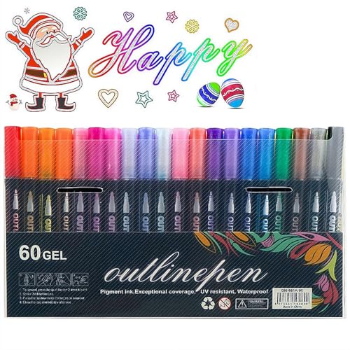 Stylos à double ligne à paillettes : lot de 60 feutres de contour pour loisirs créatifs 2026