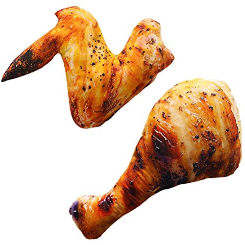KIMISS 3D Hühnerbein Kissen Plüschtier, 20cm Simulation Lebensmittel Hühnerbein Plüschtier Chicken Wing Drumstick Fried Kissen Kissen Weicher Überwurf Kissen Home Decor (Wie Gezeigt)