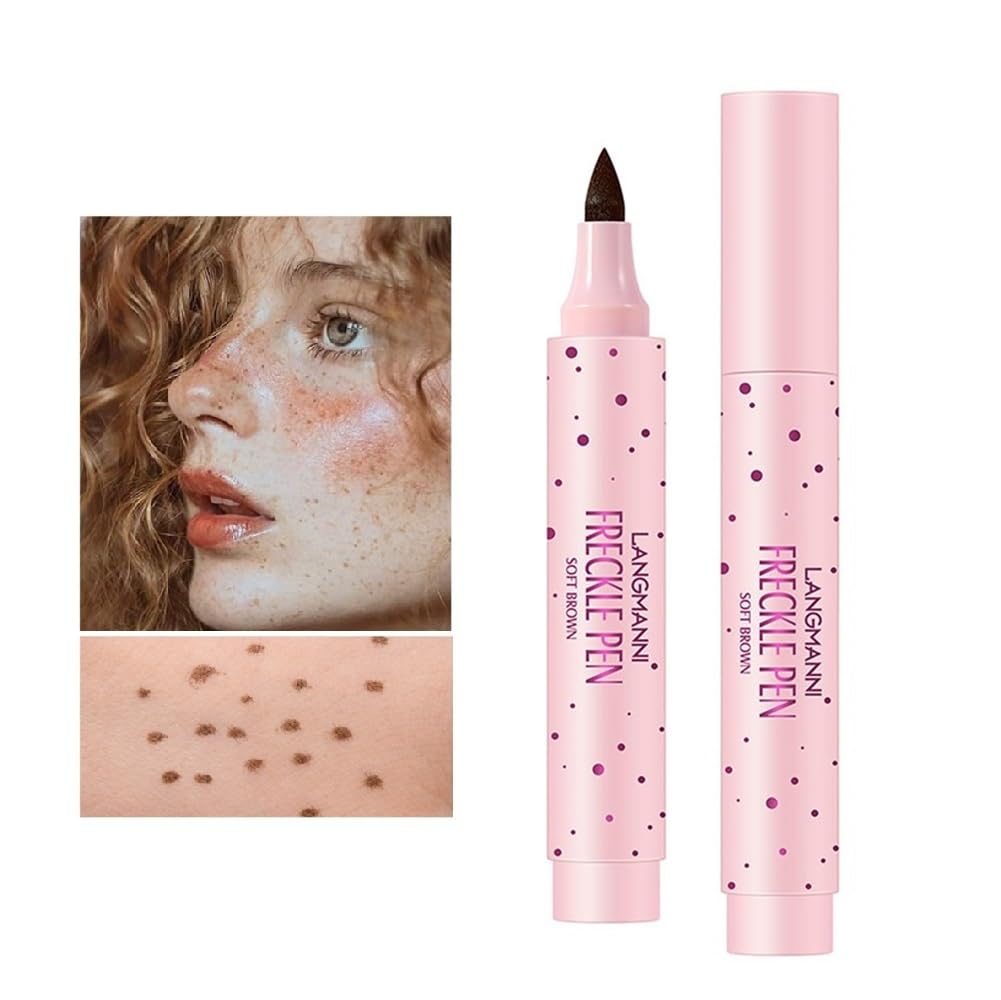 Dark Brown Freckle Pen, Natural Lifelike Freckle Makeup Pen Magic Freckle Color,Waterproof Longlasting Soft Dot Sopt Pen for Natural Effortless Sunkissed Makeup