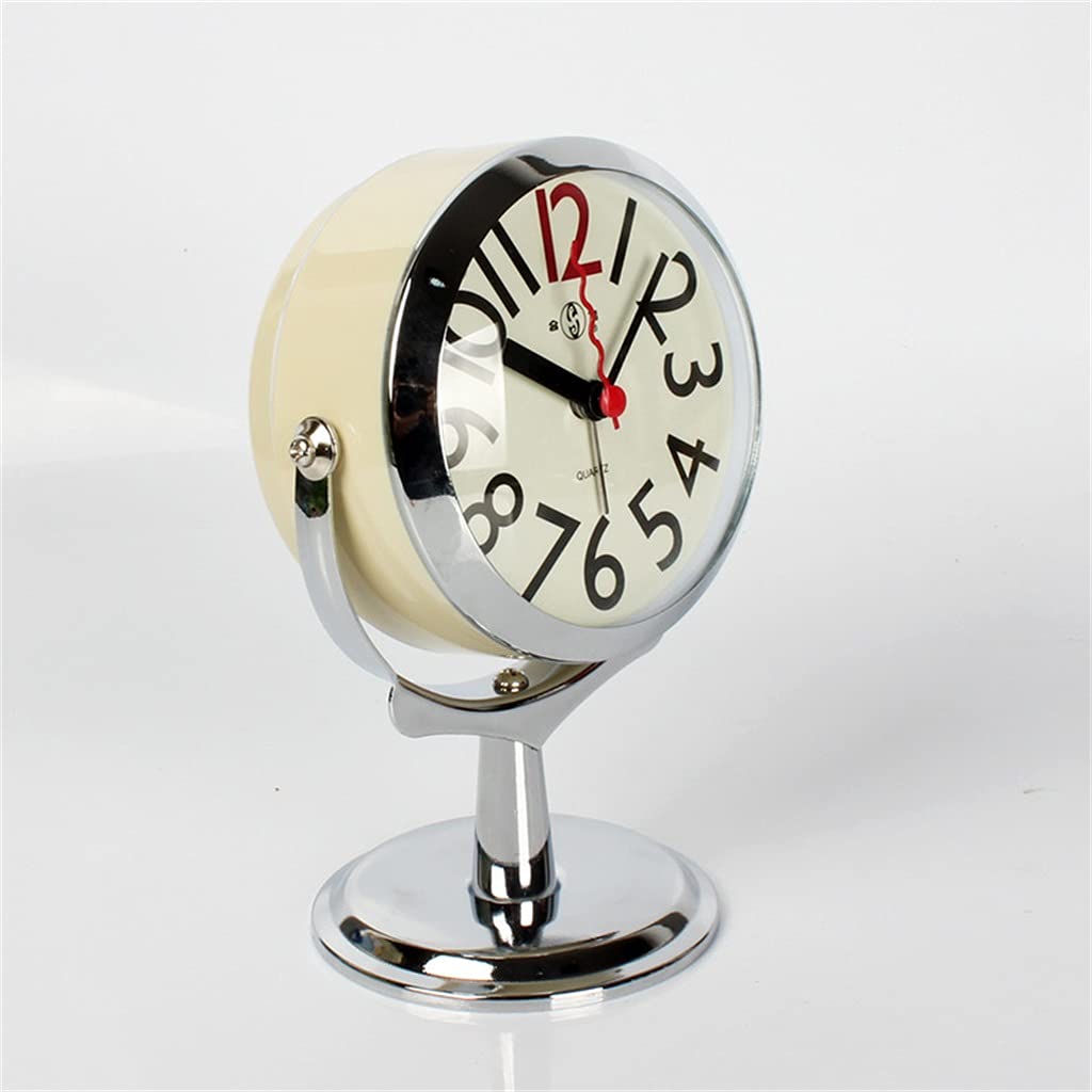 NSUQOA Office Desktop Alarm Clock Small Rotated Student Simple Lovely Mini Mute Bedside Bedroom Luminous E