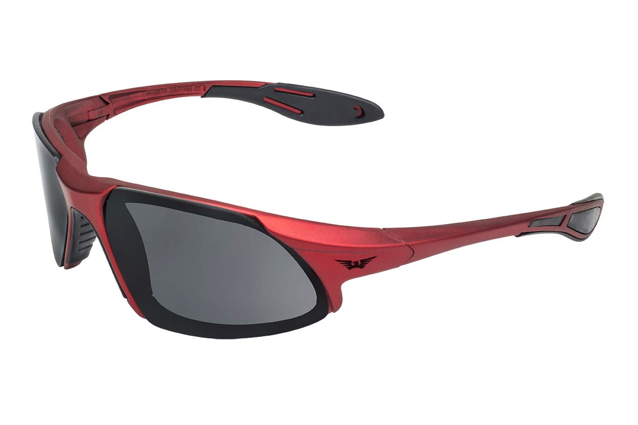 Global Vision Code-8 Cf Safety Glasses With Smoke Lenses And Red Frame-2Pack