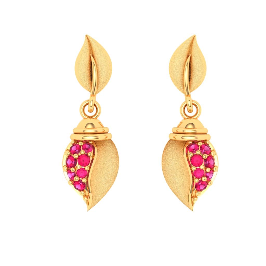 P.C. Chandra Jewellers Women 14Kt (585) Yellow Gold Blush Hanging Earrings With Pink Stone - 1.1 Grams (B0CNPCCC4L) Amazon Price History, Amazon Price Tracker