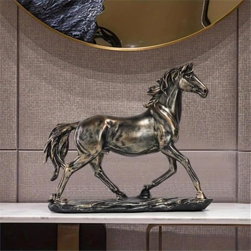 Estatua Caballo en Movimiento de Resina con Acabado Cobre miniatura 4