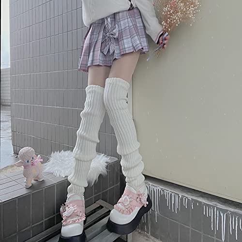 Image of Women Y2k Leg Warmers Ribbed Knitted Harajuku Kawaii Leg Warmers Streetwear