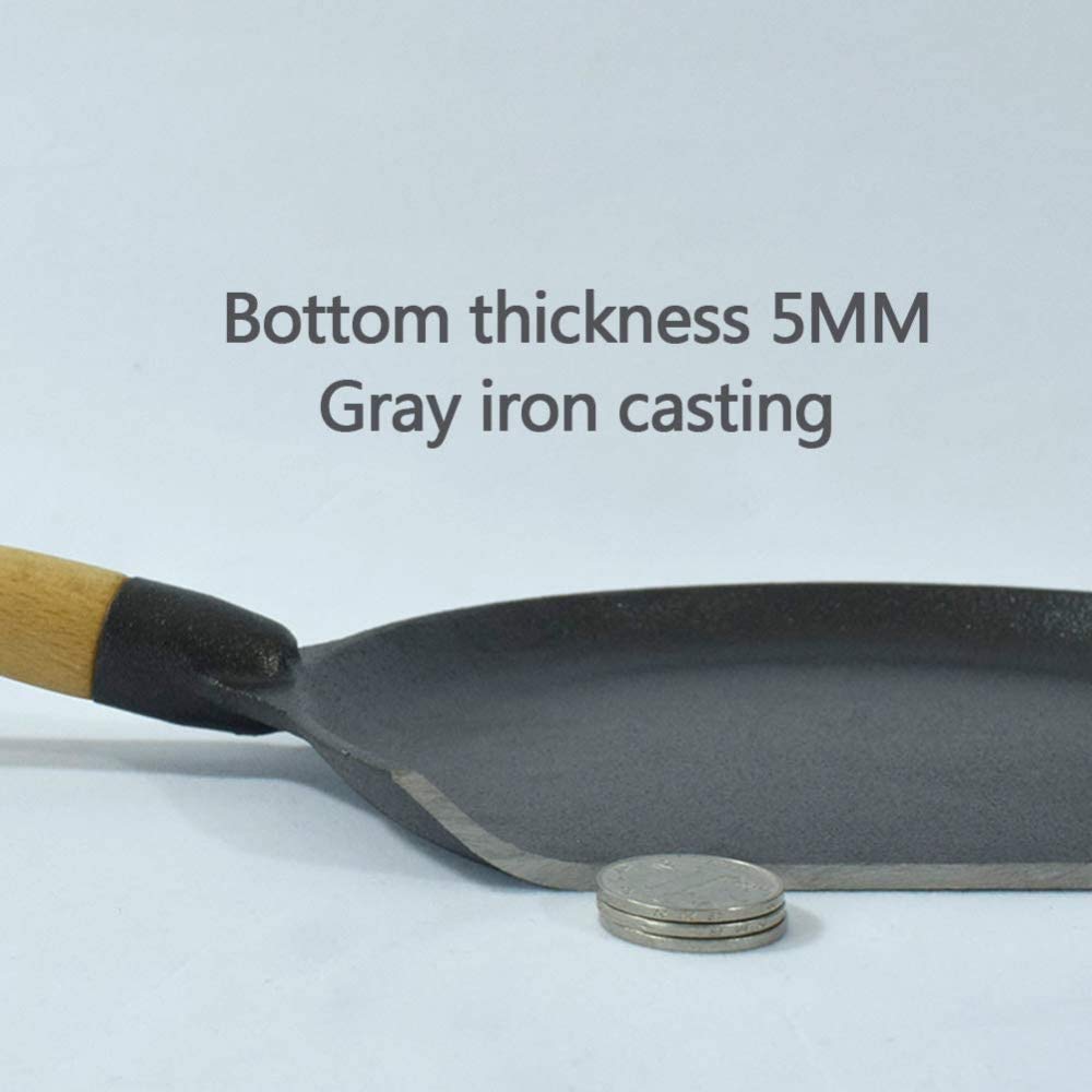 Pfanne für Pfannkuchen, Crepes, Gusseisen, Induktion, mit Griff, Bratpfanne für Steak, Pizza, Eier braten, zum Frühstück, Topfdurchmesser: 28 cm Bratpfanne