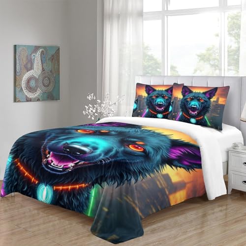 Funda nórdica de perro 3D King con cremallera y 3 piezas de microfibra 5
