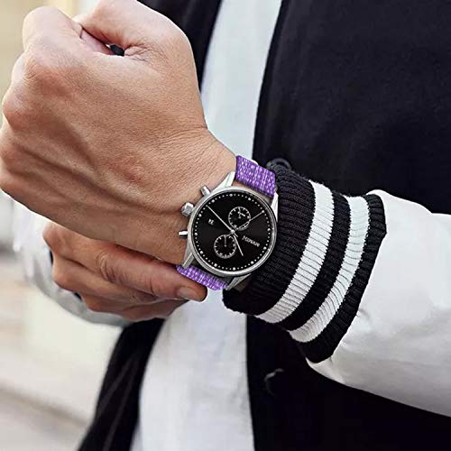 Ullchro Nylon Watch Strap Replacement Watch Band Military Army Men Women - 16Mm, 18Mm, 20Mm, 22Mm, 24Mm Watch Bracelet With Stainless Steel Silver Buckle (18Mm, Purple) #TOP6