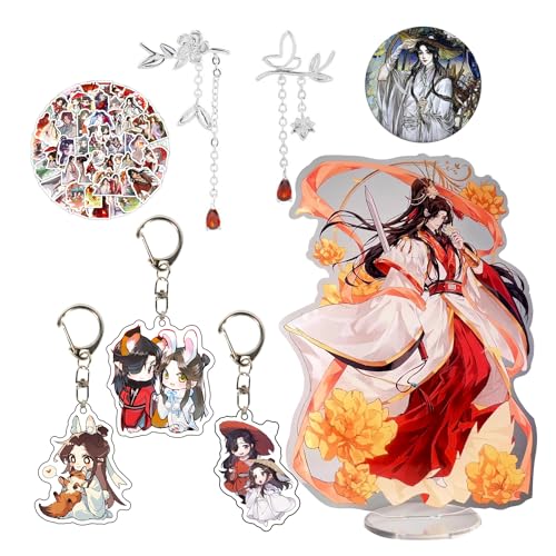 Image of Zaky Heaven Official's Blessing Acrylic Stand Figure - Tian Guan Ci Fu Cosplay Earrings Hua Cheng Keychain Xie Lian Brooch Character Sticker Set 16 PCS